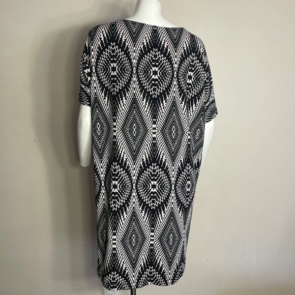 Rock 47 Wrangler Dress Sz Large Sheath Pullover Black Western Geometric Stretch - Picture 4 of 12